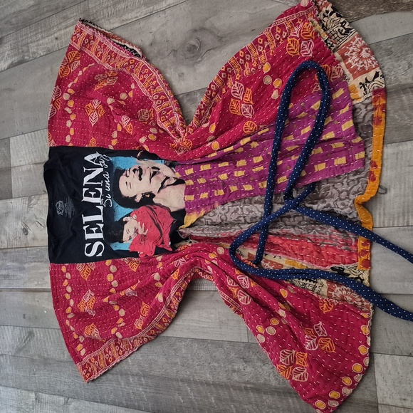 Custom Handmade Tunic Kimono Kaftan Pullover Patchwork Graphic Tee One Sz M-XXL - Picture 7 of 7